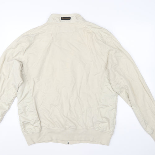 Nicholas Deakins Men’s Beige Cotton Bomber Jacket 2XL Classic Casual