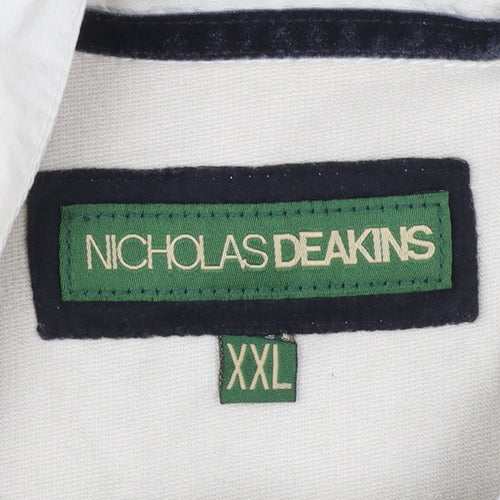 Nicholas Deakins Men’s Beige Cotton Bomber Jacket 2XL Classic Casual