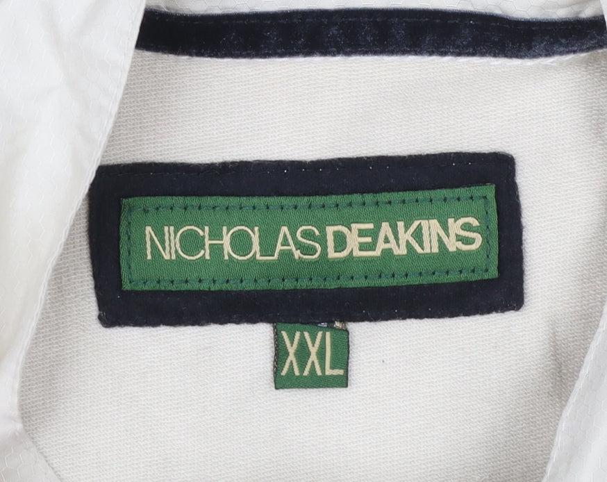 Nicholas Deakins Men’s Beige Cotton Bomber Jacket 2XL Classic Casual