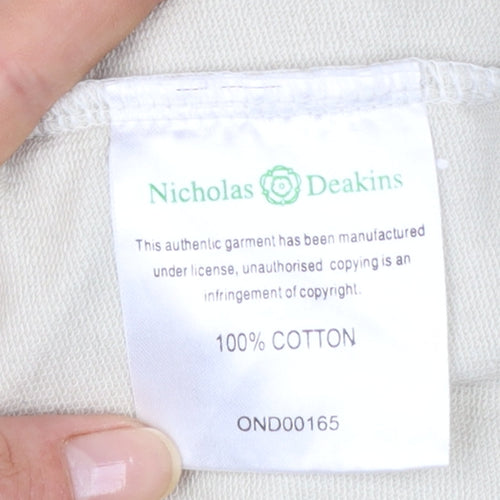 Nicholas Deakins Men’s Beige Cotton Bomber Jacket 2XL Classic Casual