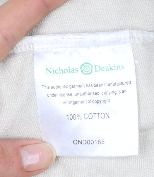 Nicholas Deakins Men’s Beige Cotton Bomber Jacket 2XL Classic Casual