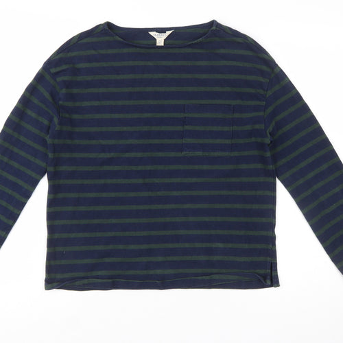 Seasalt Cornwall Men's Blue Stripe Long Sleeve Cotton T-Shirt Size M
