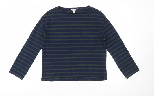 Seasalt Cornwall Men's Blue Stripe Long Sleeve Cotton T-Shirt Size M