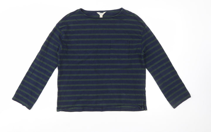 Seasalt Cornwall Men's Blue Stripe Long Sleeve Cotton T-Shirt Size M
