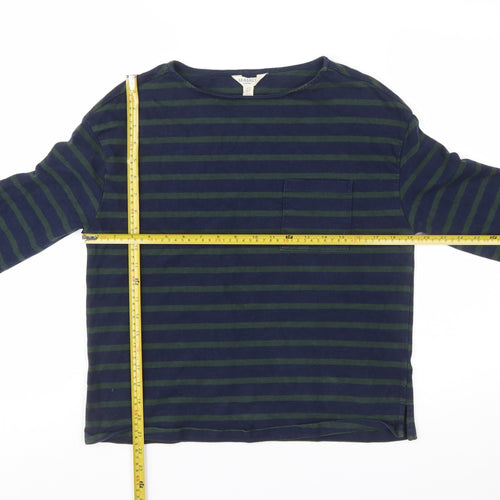 Seasalt Cornwall Men's Blue Stripe Long Sleeve Cotton T-Shirt Size M