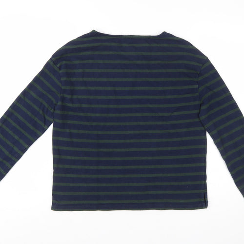 Seasalt Cornwall Men's Blue Stripe Long Sleeve Cotton T-Shirt Size M