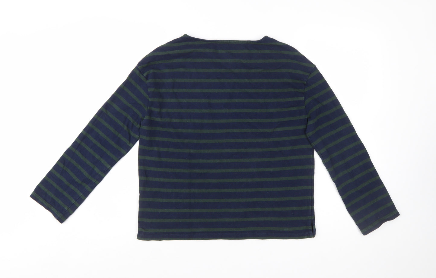 Seasalt Cornwall Men's Blue Stripe Long Sleeve Cotton T-Shirt Size M