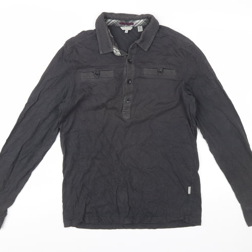 Ted Baker Men's Black Long Sleeve Cotton Polo Shirt Size L