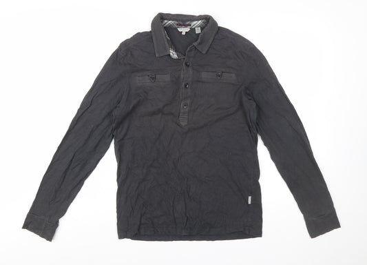 Ted Baker Men's Black Long Sleeve Cotton Polo Shirt Size L