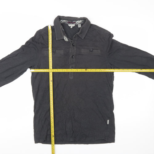 Ted Baker Men's Black Long Sleeve Cotton Polo Shirt Size L