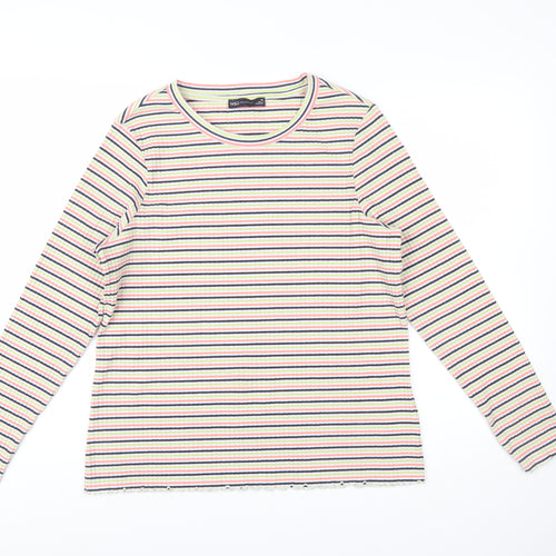 Marks and Spencer Women’s Multicoloured Striped Long Sleeve Cotton Jersey T-Shirt Size 20