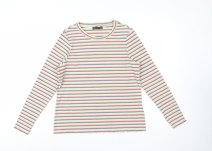 Marks and Spencer Women’s Multicoloured Striped Long Sleeve Cotton Jersey T-Shirt Size 20