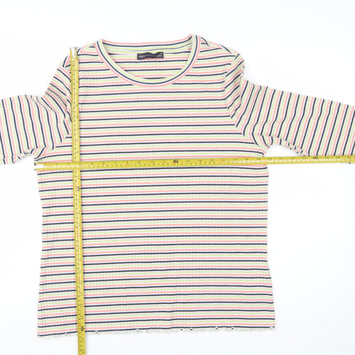Marks and Spencer Women’s Multicoloured Striped Long Sleeve Cotton Jersey T-Shirt Size 20
