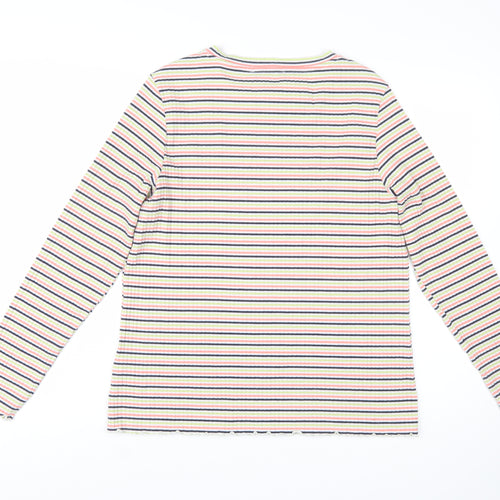 Marks and Spencer Women’s Multicoloured Striped Long Sleeve Cotton Jersey T-Shirt Size 20