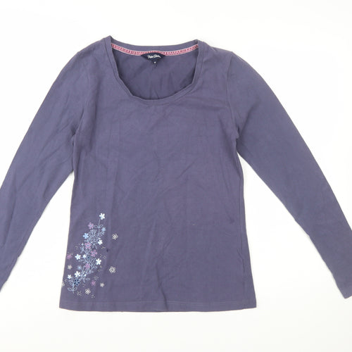 Peter Storm Women's Blue Cotton Long Sleeve Floral T-Shirt Size 12
