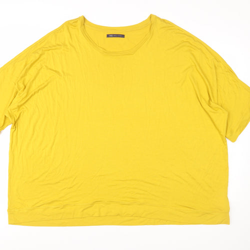 Marks and Spencer Women Yellow Plus Size 26 Relaxed Jersey T-Shirt