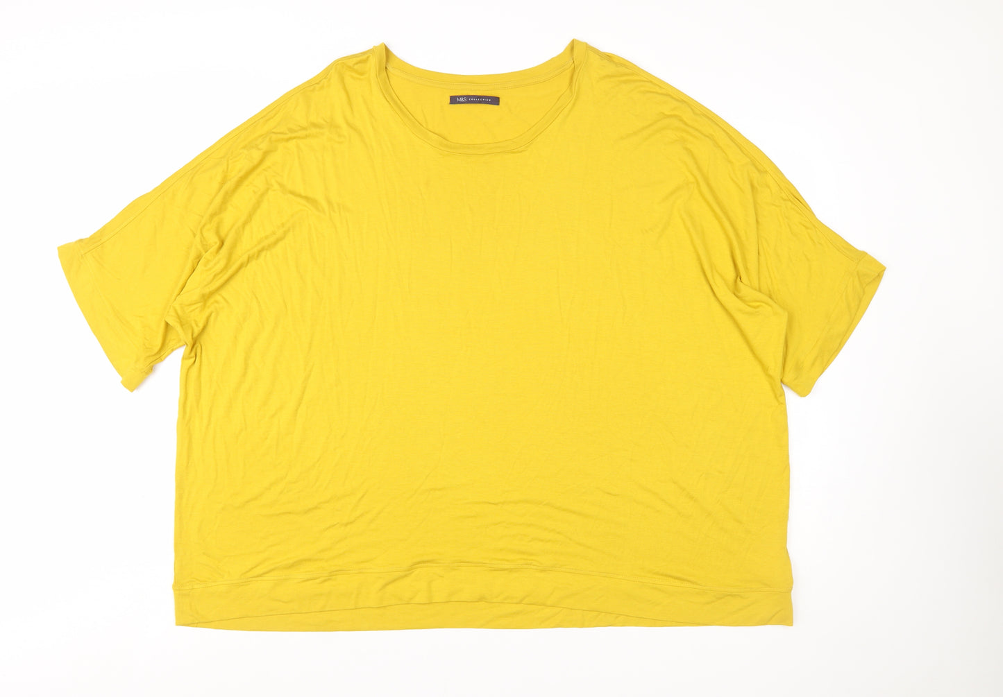 Marks and Spencer Women Yellow Plus Size 26 Relaxed Jersey T-Shirt