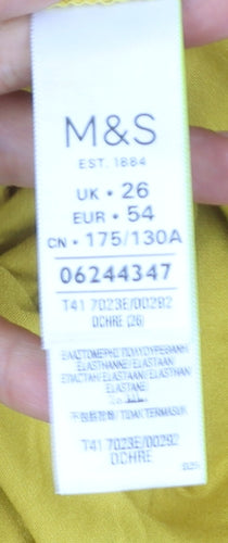 Marks and Spencer Women Yellow Plus Size 26 Relaxed Jersey T-Shirt