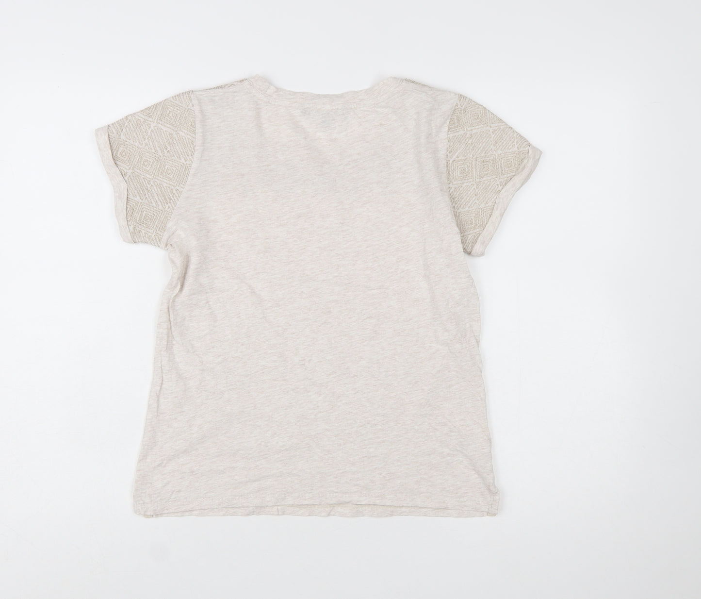 Laura Ashley Women’s Beige Embroidered Cotton T-Shirt UK 8