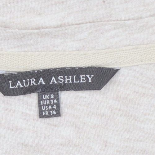 Laura Ashley Women’s Beige Embroidered Cotton T-Shirt UK 8