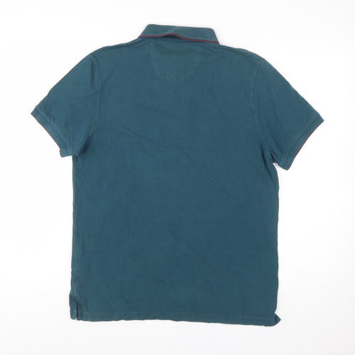 Jeff Banks Men Blue Cotton Polo Shirt Size M Classic Fit