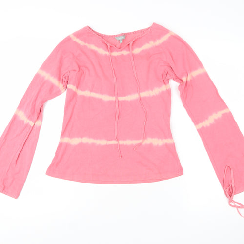 Marks and Spencer Women’s Pink Tie-Dye Long Sleeve Cotton Tunic Top Size 12