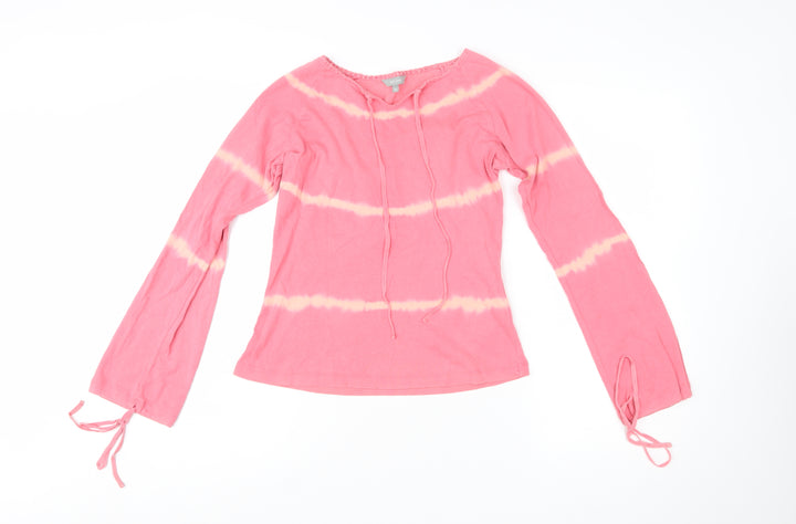 Marks and Spencer Women’s Pink Tie-Dye Long Sleeve Cotton Tunic Top Size 12