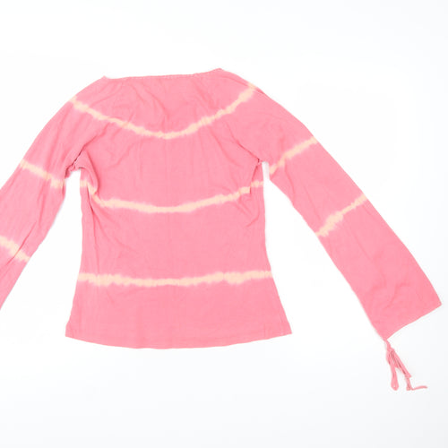Marks and Spencer Women’s Pink Tie-Dye Long Sleeve Cotton Tunic Top Size 12