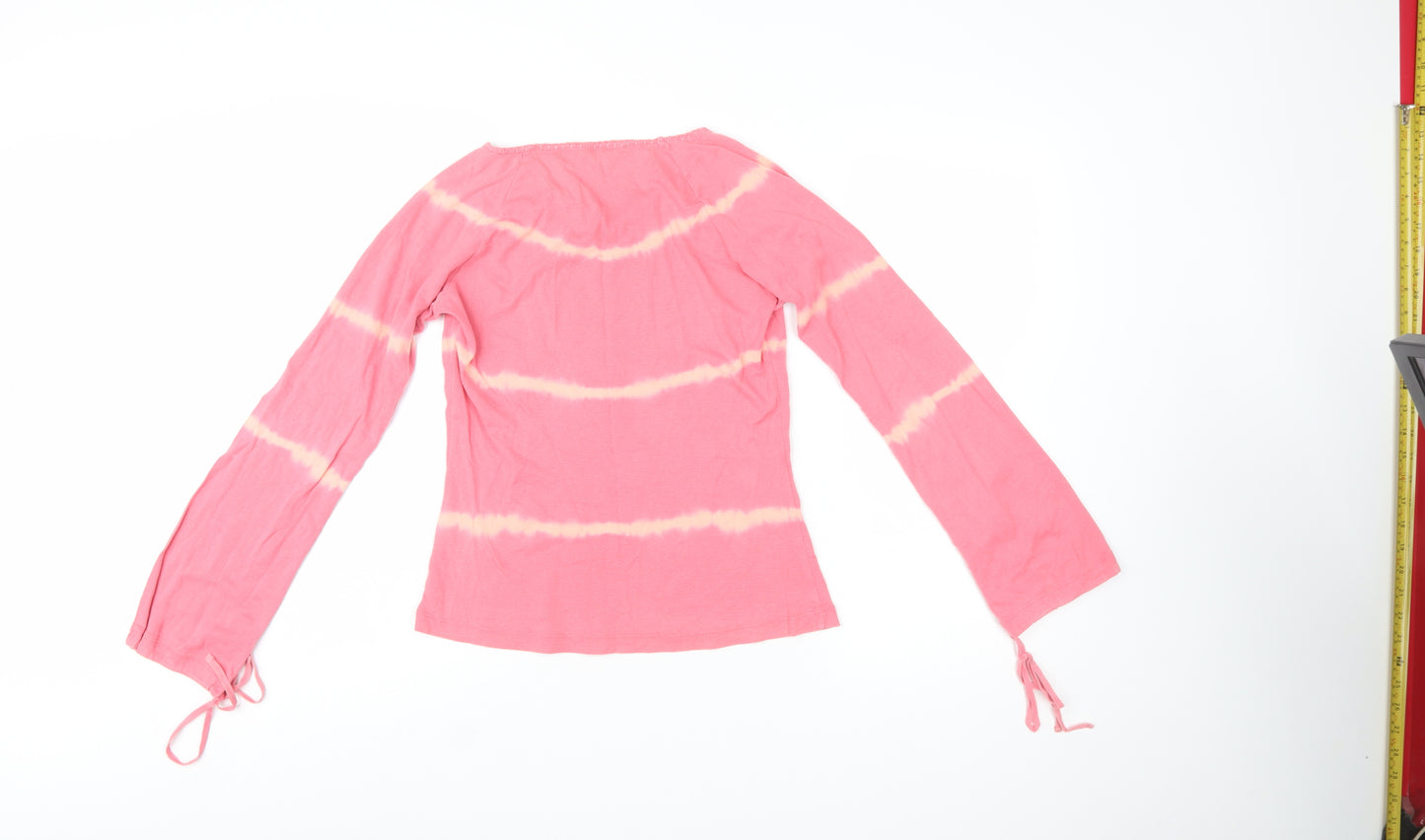 Marks and Spencer Women’s Pink Tie-Dye Long Sleeve Cotton Tunic Top Size 12