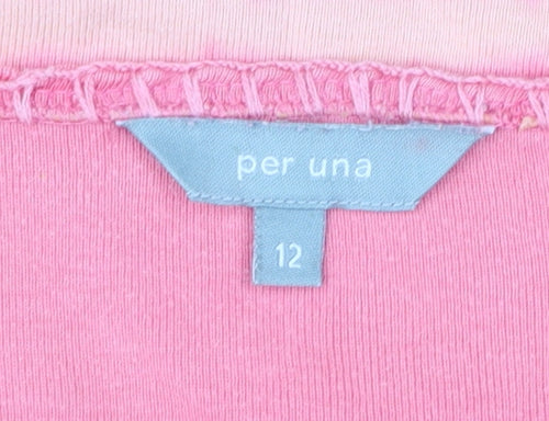 Marks and Spencer Women’s Pink Tie-Dye Long Sleeve Cotton Tunic Top Size 12