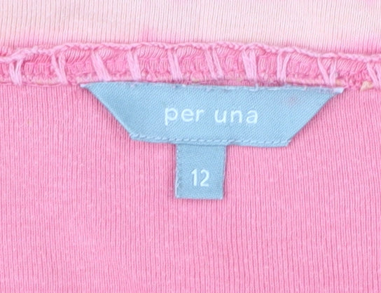 Marks and Spencer Women’s Pink Tie-Dye Long Sleeve Cotton Tunic Top Size 12