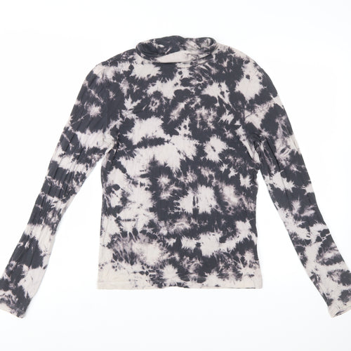 Brave Soul Women's Black Tie Dye Roll Neck Long Sleeve Jersey Top M