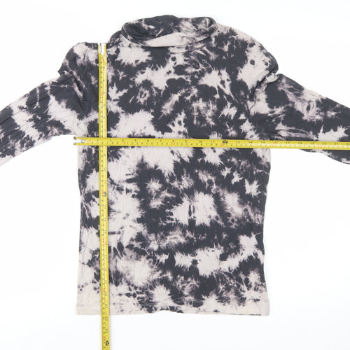 Brave Soul Women's Black Tie Dye Roll Neck Long Sleeve Jersey Top M