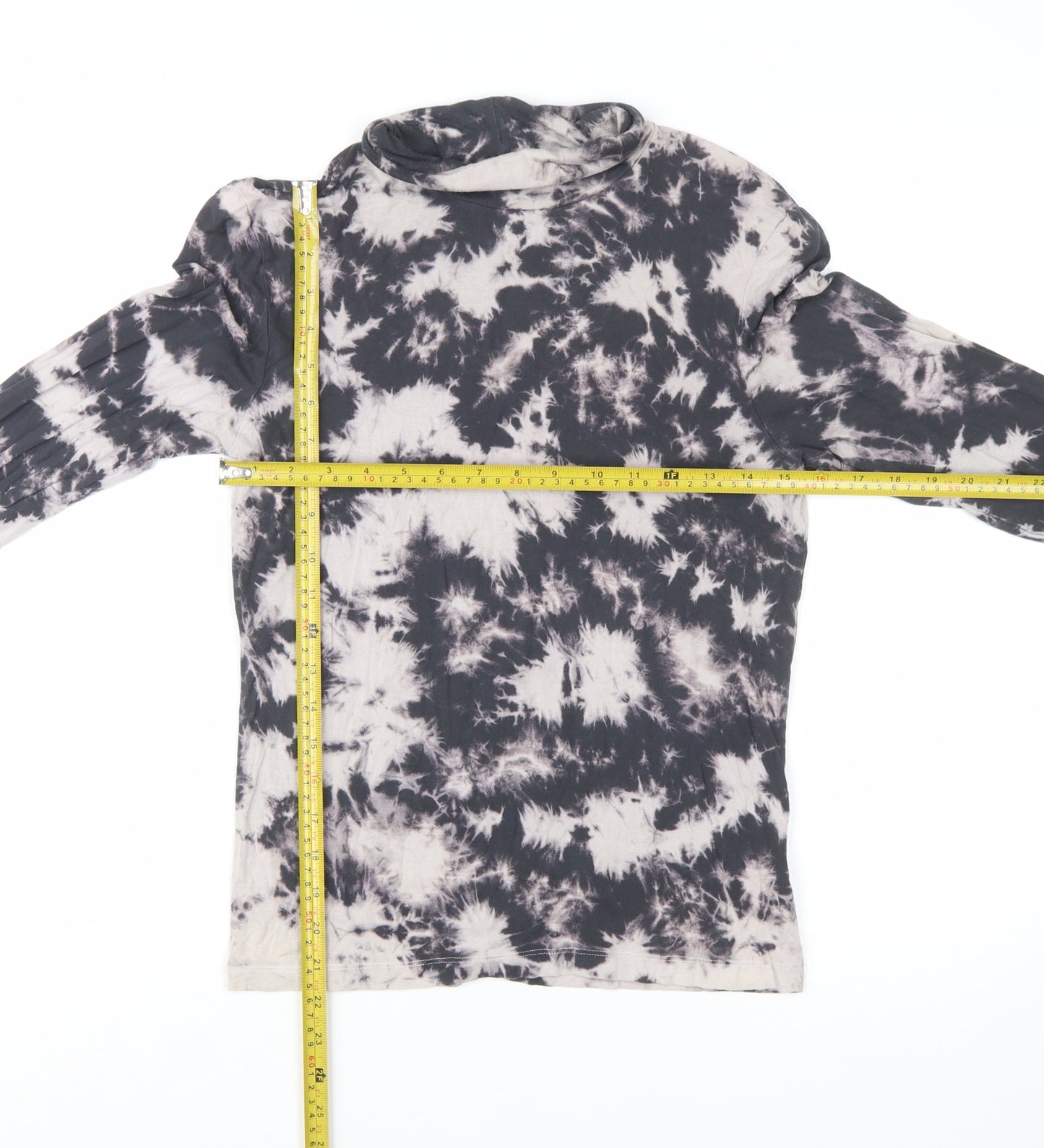 Brave Soul Women's Black Tie Dye Roll Neck Long Sleeve Jersey Top M