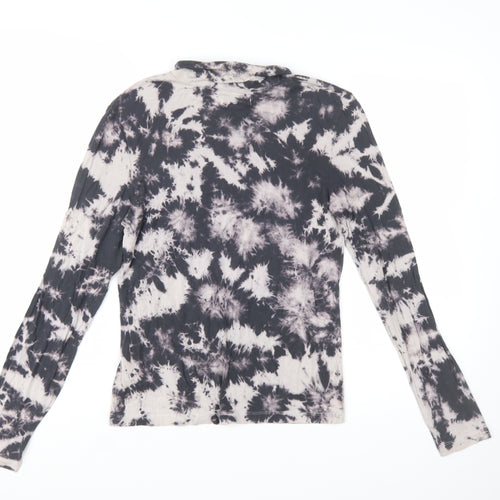 Brave Soul Women's Black Tie Dye Roll Neck Long Sleeve Jersey Top M