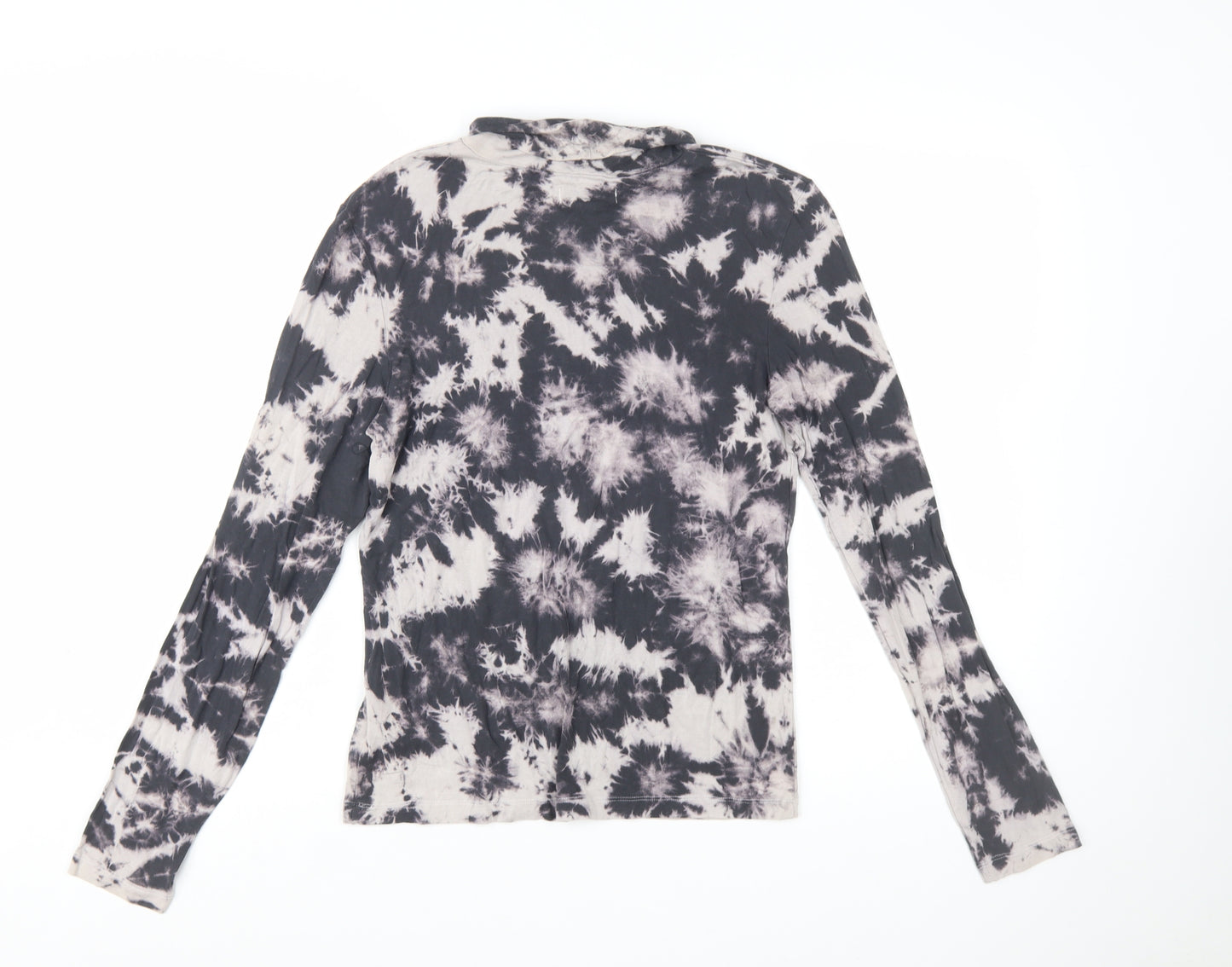 Brave Soul Women's Black Tie Dye Roll Neck Long Sleeve Jersey Top M