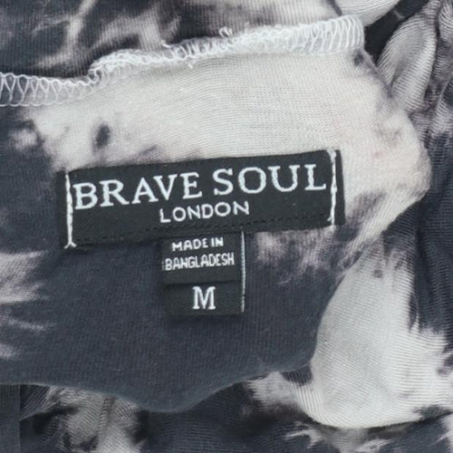 Brave Soul Women's Black Tie Dye Roll Neck Long Sleeve Jersey Top M