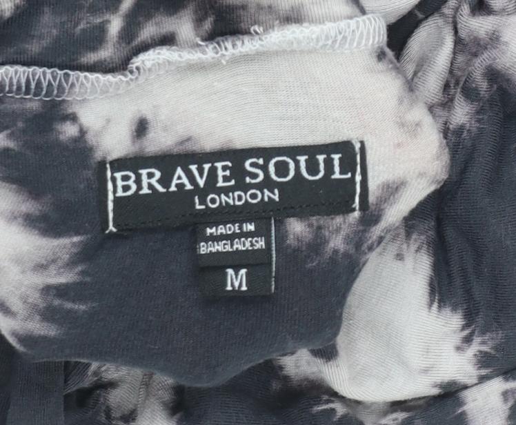 Brave Soul Women's Black Tie Dye Roll Neck Long Sleeve Jersey Top M