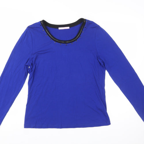Basler Women's Blue Studded Round Neck Long Sleeve Top Size 12