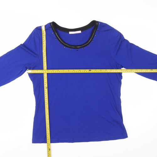 Basler Women's Blue Studded Round Neck Long Sleeve Top Size 12
