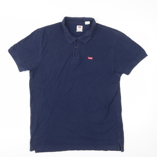 Levi's Men's Blue Cotton Polo Shirt M Regular Fit Classic Style