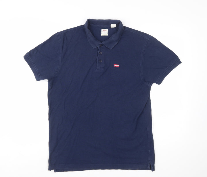 Levi's Men's Blue Cotton Polo Shirt M Regular Fit Classic Style