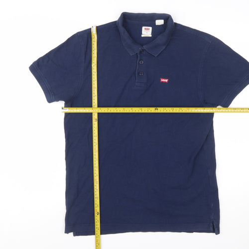 Levi's Men's Blue Cotton Polo Shirt M Regular Fit Classic Style