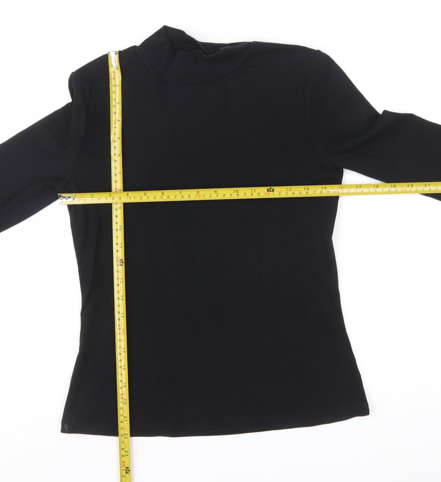 Boden Women Black Mock Neck Long Sleeve Cotton Blend Top UK 12