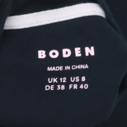 Boden Women Black Mock Neck Long Sleeve Cotton Blend Top UK 12