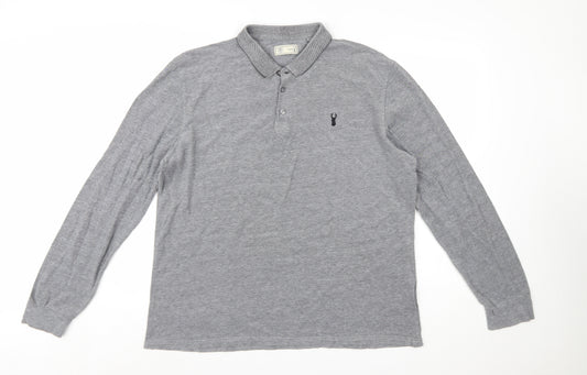 Next Men’s Grey Long Sleeve Cotton Polo Shirt XL
