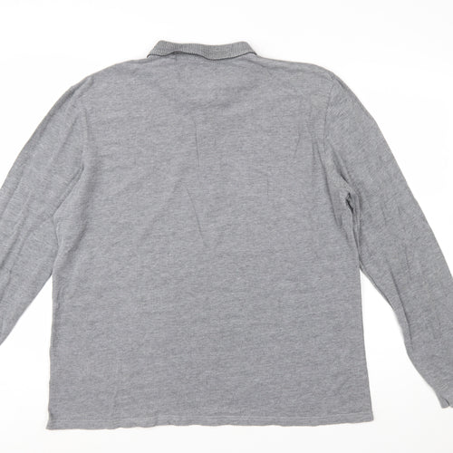 Next Men’s Grey Long Sleeve Cotton Polo Shirt XL