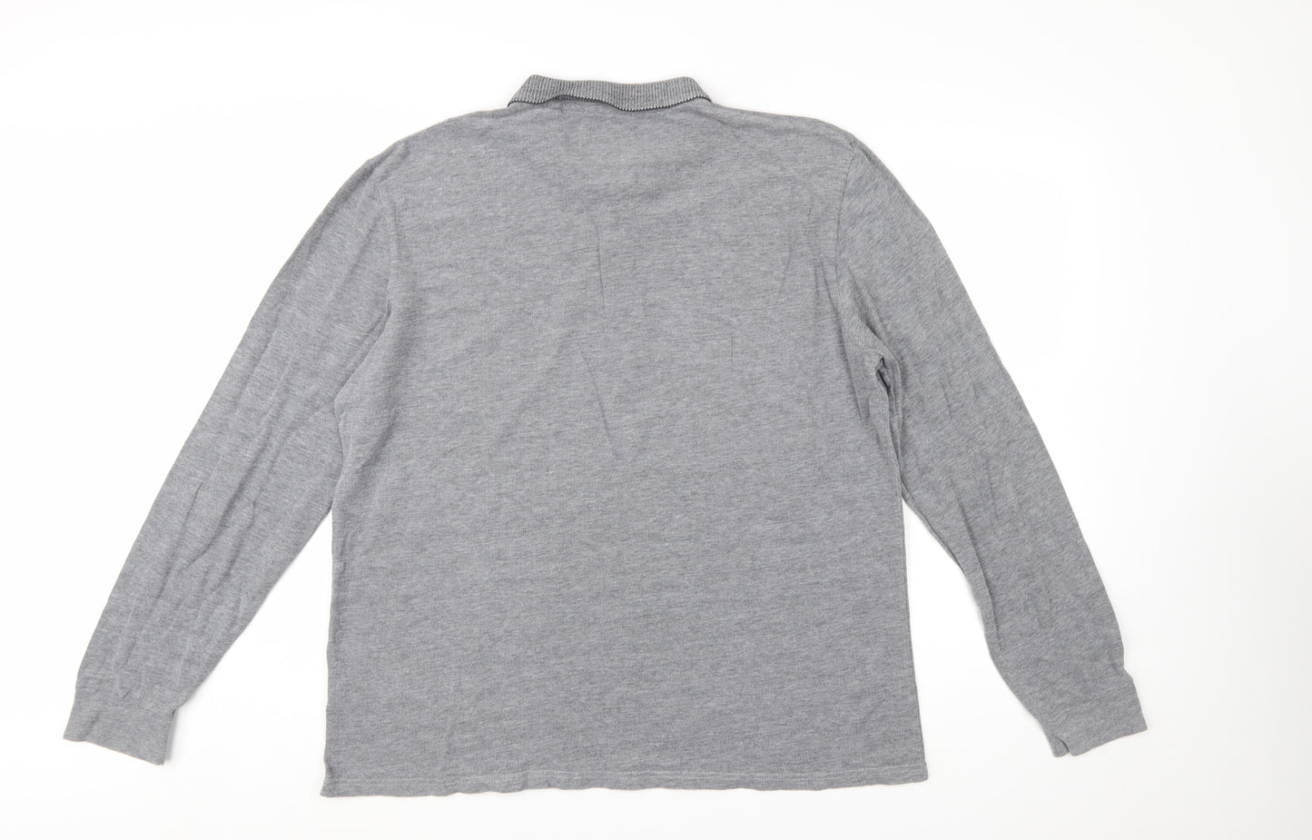 Next Men’s Grey Long Sleeve Cotton Polo Shirt XL