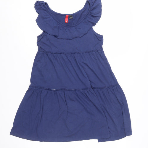 H&M Divided Blue Ruffle Sleeveless A-Line Women's Dress Size 6