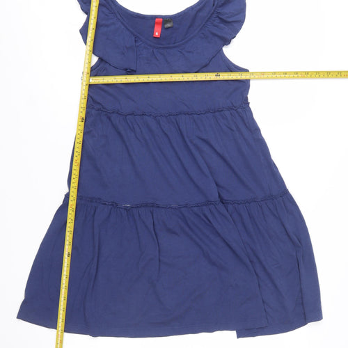 H&M Divided Blue Ruffle Sleeveless A-Line Women's Dress Size 6
